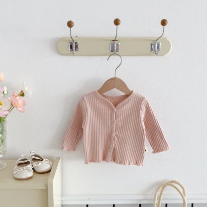 Baby Toddler Girl Solid Color Button Front Cardigan - Pink - 3-4T - image 5