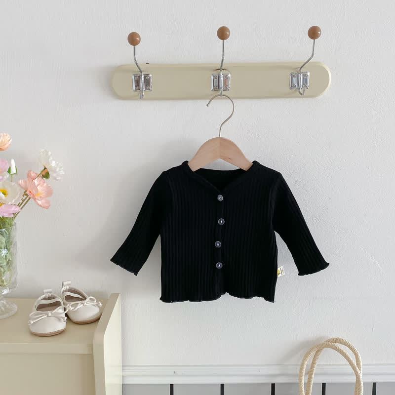 Baby Toddler Girl Solid Color Button Front Cardigan - Black - 3-4T - image 2