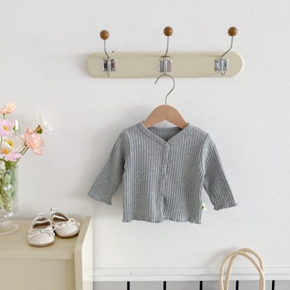 Baby Toddler Girl Solid Color Button Front Cardigan - Gray - 3-4T - image 3