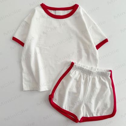 PASTA CLUB Baby White&Red T-shirt and Shorts 2-Piece Set - image 2
