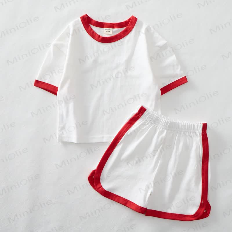 PASTA CLUB Baby White&Red T-shirt and Shorts 2-Piece Set - image 3