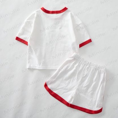 PASTA CLUB Baby White&Red T-shirt and Shorts 2-Piece Set - image 4