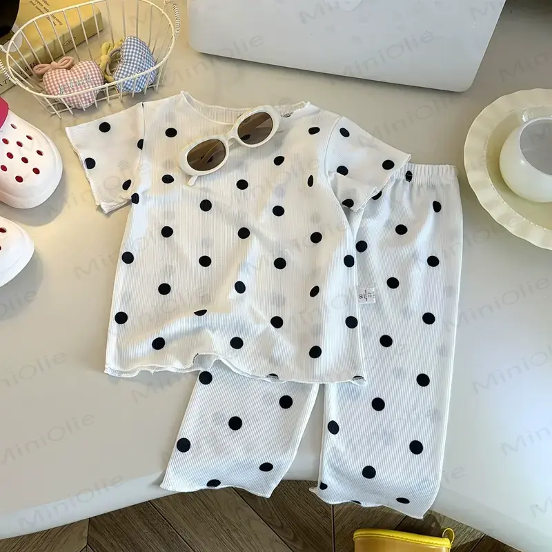 Toddler Soft Stripe Tee and Pants 2-piece Set - White - 8-9T - image 4