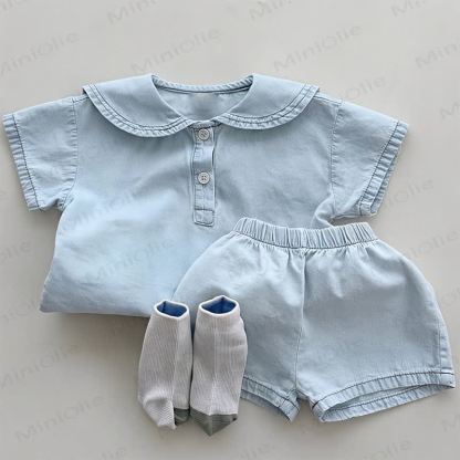 Baby Toddler Peter Pan Collar 2-piece Set - Blue - 4-5T - image 2