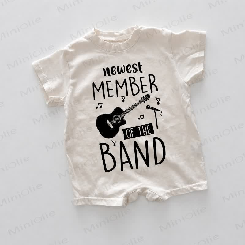 NEWEST MEMBER OF THE BAND Baby White Guitar Print Romper - White - 18-24M - image 1