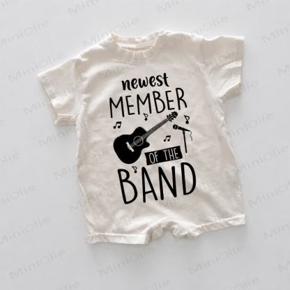 NEWEST MEMBER OF THE BAND Baby White Guitar Print Romper - White - 18-24M - image 1