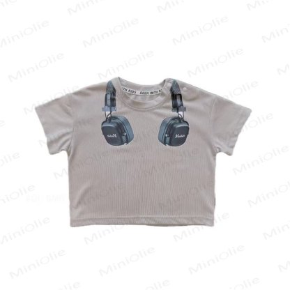 Baby Toddler Headphone Collection Tee or Stripe Shorts - Gray - 4-5T - image 3
