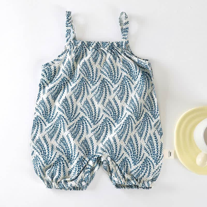 Baby Cotton Smocked Floral Strap Bubble Romper - Blue - 2-3T - image 4