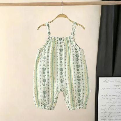 Baby Cotton Smocked Floral Strap Bubble Romper - White Vine - 2-3T - image 7