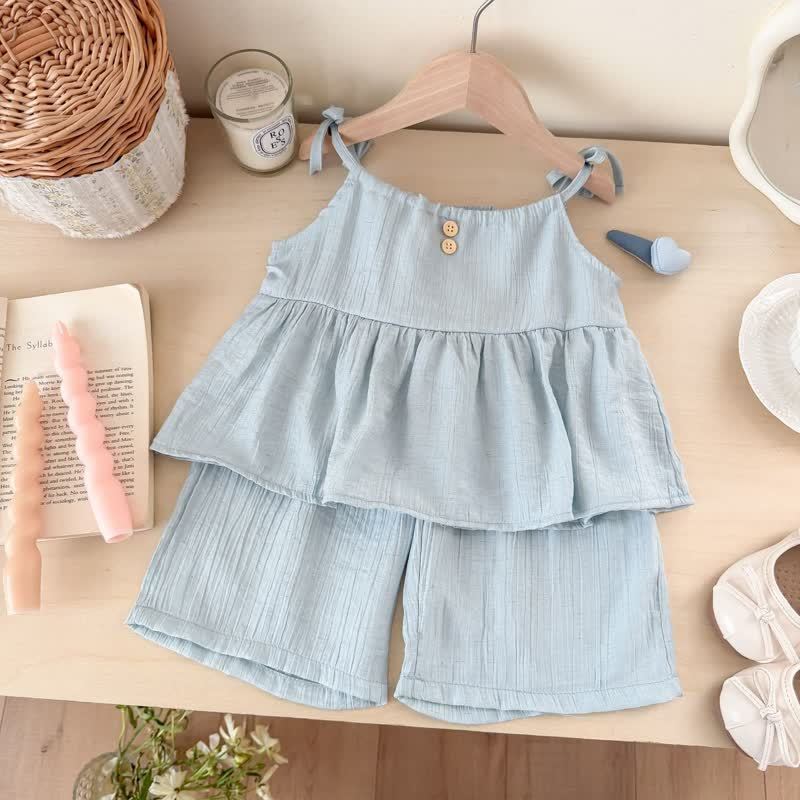 Toddler Baby Girls Solid Color Cami Top and Pants 2-piece Set - Blue - 5-6T - image 5
