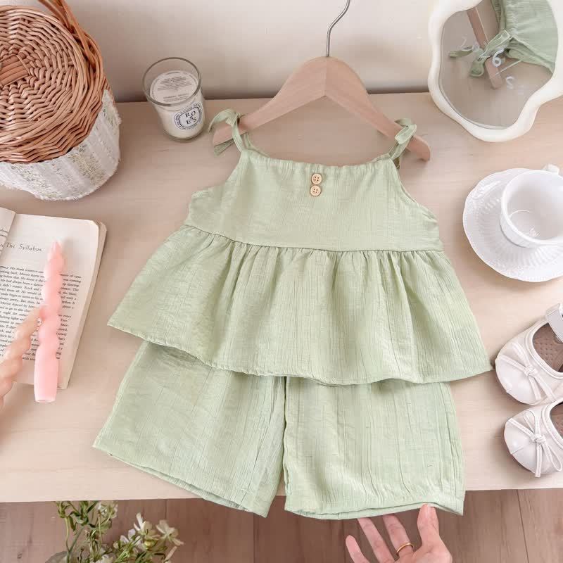 Toddler Baby Girls Solid Color Cami Top and Pants 2-piece Set - Green - 5-6T - image 6