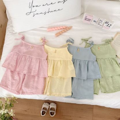 Toddler Baby Girls Solid Color Cami Top and Pants 2-piece Set - image 7