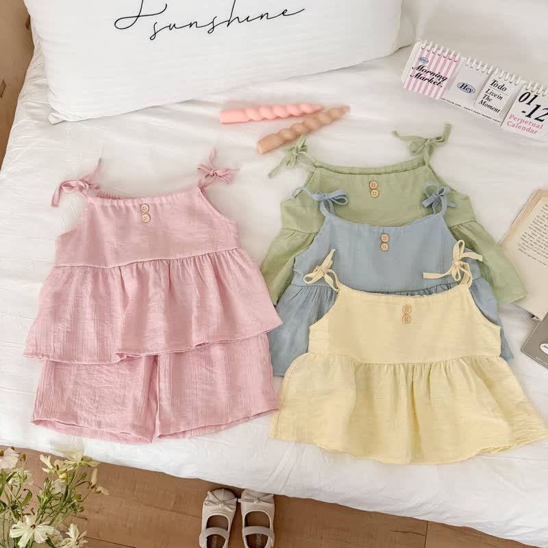 Toddler Baby Girls Solid Color Cami Top and Pants 2-piece Set - image 8