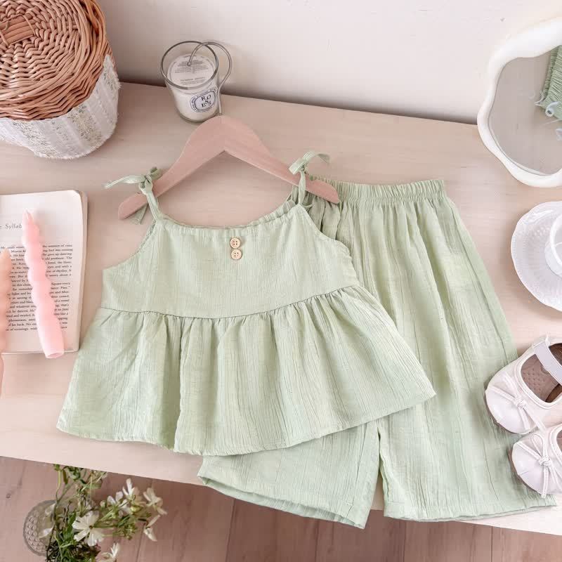 Toddler Baby Girls Solid Color Cami Top and Pants 2-piece Set - image 9