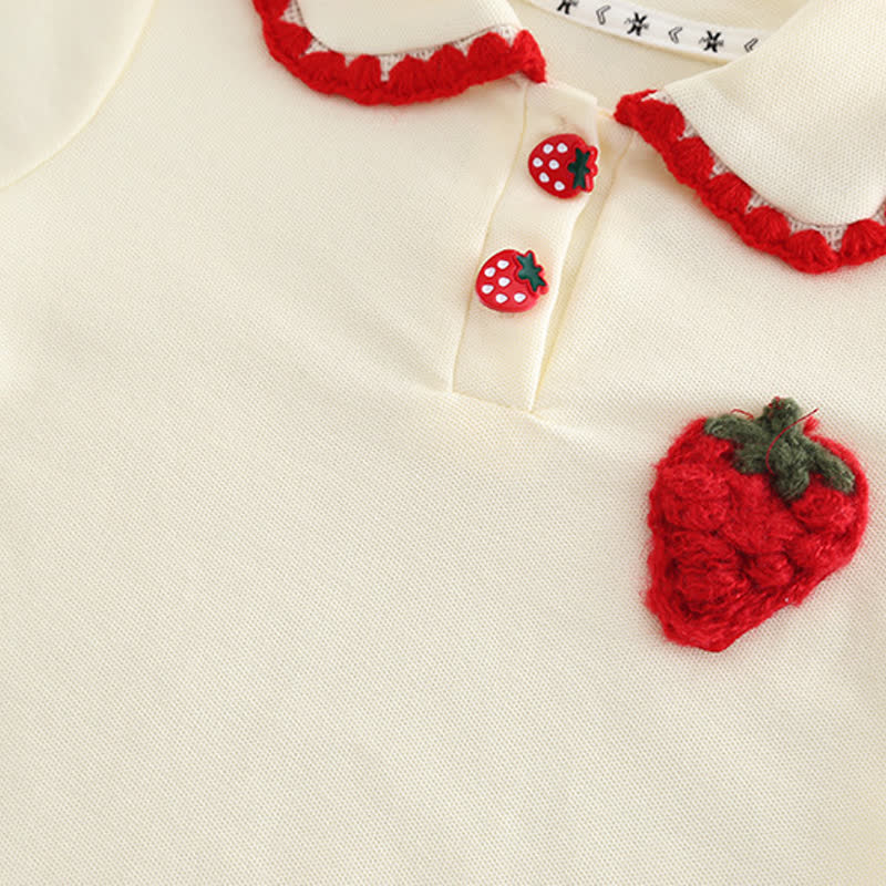 Toddler Baby Girl Strawberry Peter Pan Collar Top and Shorts 2-piece Set - image 6