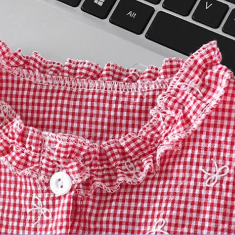 Toddler Girl Gingham Bowknot Ruffle Sleeveless Top and Pants 2-piece Set - image 4