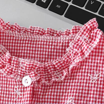 Toddler Girl Gingham Bowknot Ruffle Sleeveless Top and Pants 2-piece Set - image 4