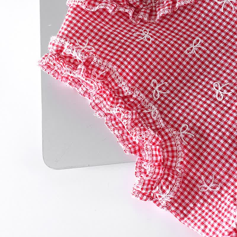 Toddler Girl Gingham Bowknot Ruffle Sleeveless Top and Pants 2-piece Set - image 5