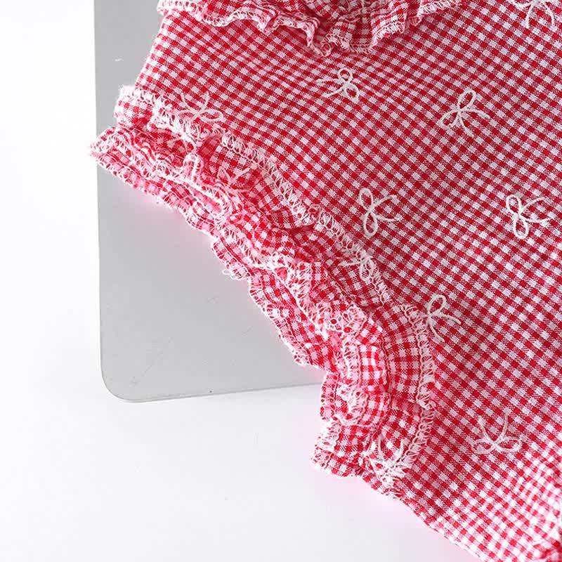 Toddler Girl Gingham Bowknot Ruffle Sleeveless Top and Pants 2-piece Set - image 5