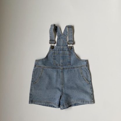 Toddler Baby Denim Solid Color Pocket Overalls - Blue - 6-7T - image 3