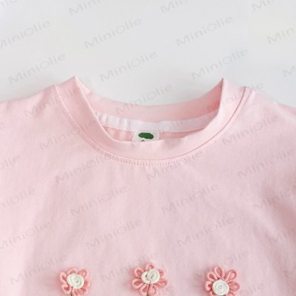 Toddler Girls Flower Embroidered Puff Sleeve T-Shirt - image 5