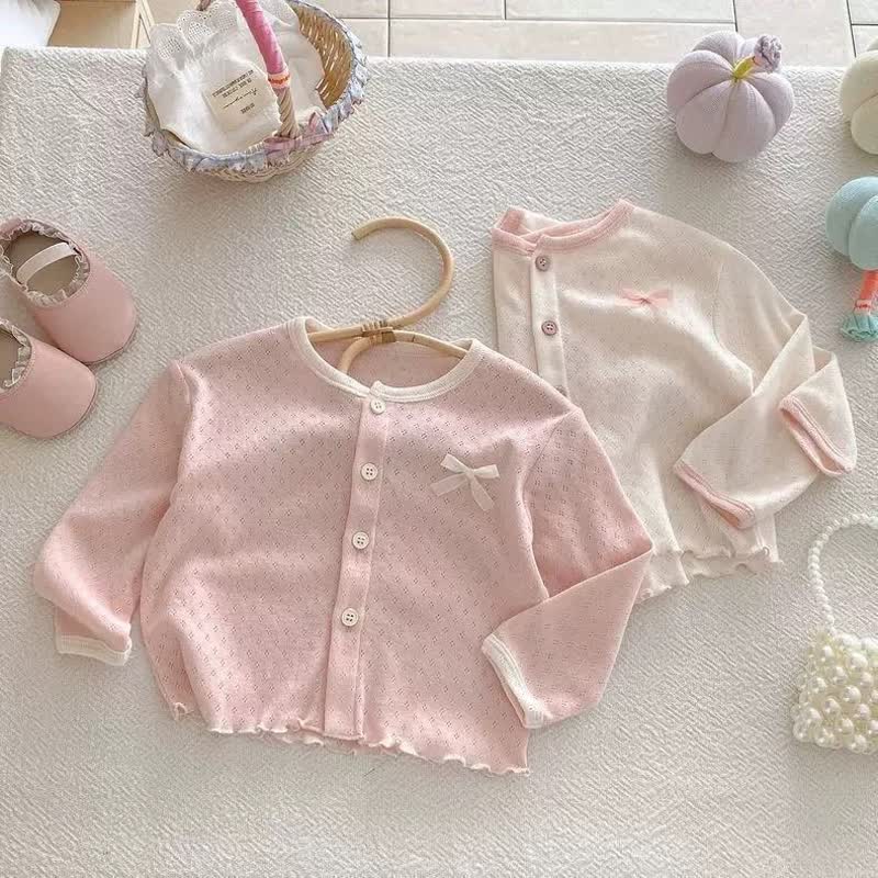 Toddler Girls Pointelle Bow Knit Cardigan Coat - image 1