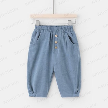 Toddler Boys Cotton Pocket Linen Pants - Blue - 8-9T - image 1