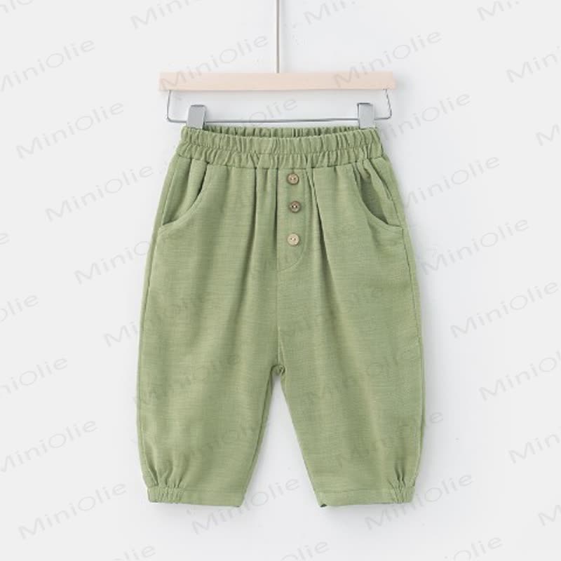 Toddler Boys Cotton Pocket Linen Pants - Green - 8-9T - image 4