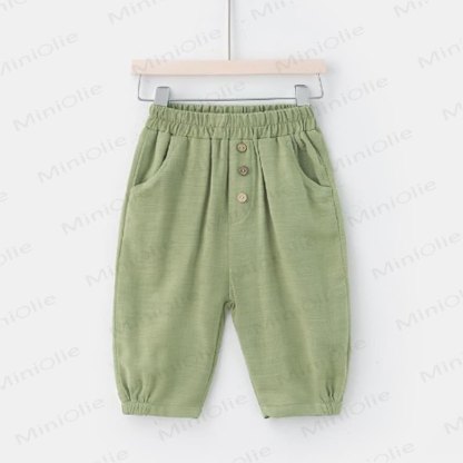 Toddler Boys Cotton Pocket Linen Pants - Green - 8-9T - image 4