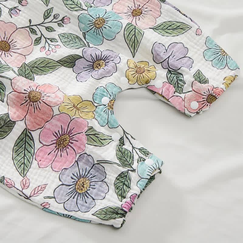Baby Multi-Flower Print White Romper With Hat - image 5