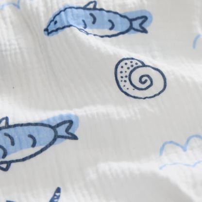 Baby Little Fish Print White Jumpsuit with Hat - image 7