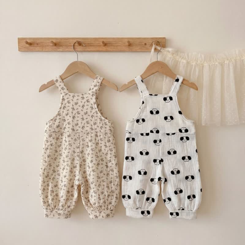 Baby Toddler Floral/Puppy Print Pocket Overalls - image 2