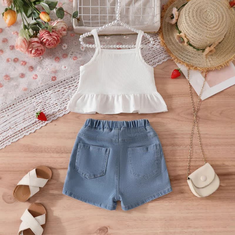 Toddler Girl Strawberry Cami Top and Denim Shorts 2-piece Set - image 3