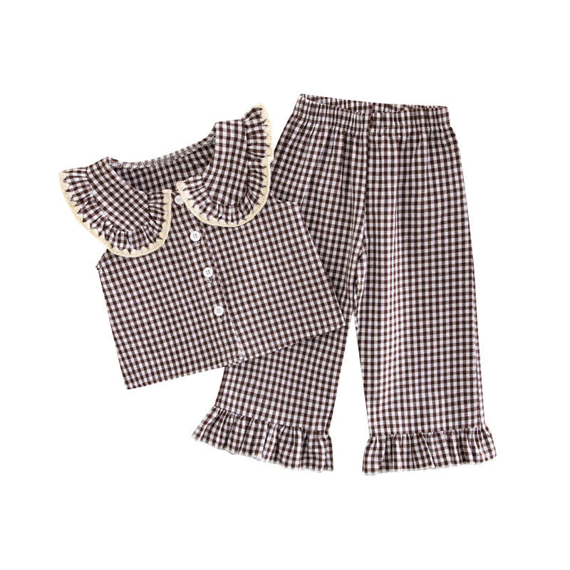 Toddler Baby Girl Gingham Ruffle Collar Sleeveless Top and Pants 2-piece Set - image 6