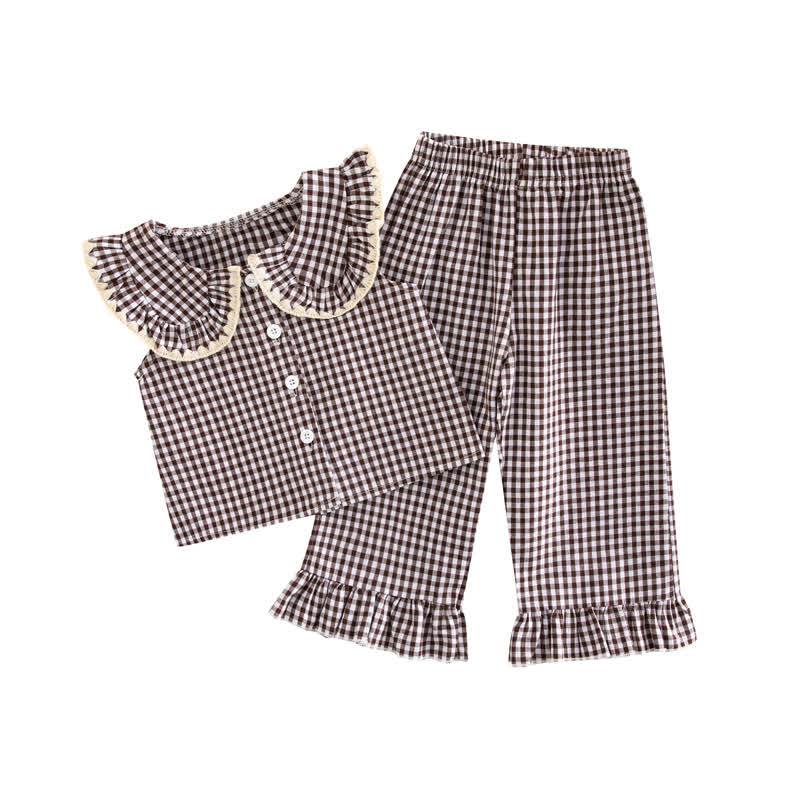 Toddler Baby Girl Gingham Ruffle Collar Sleeveless Top and Pants 2-piece Set - image 6