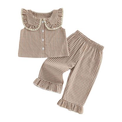 Toddler Baby Girl Gingham Ruffle Collar Sleeveless Top and Pants 2-piece Set - image 8