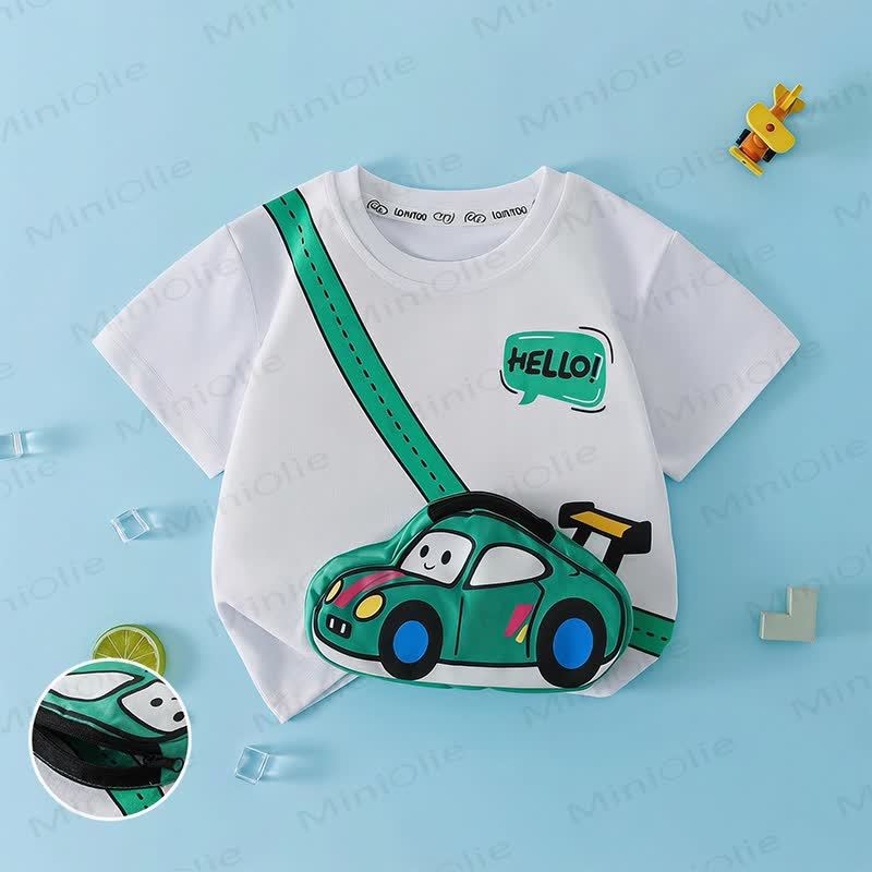 Toddler Cotton Vehicle Zip Pocket T-Shirt - White - 10-11T - image 2