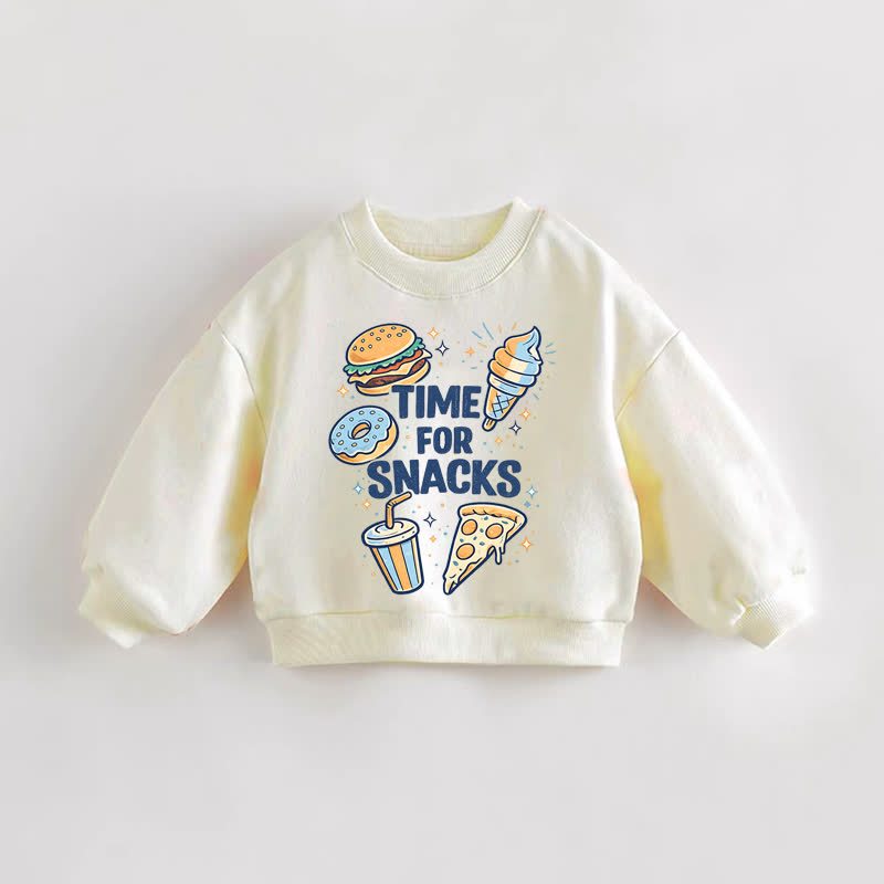 TIME FOR SNACKS Baby Toddler Food Cream Sweatshirt - Cream - 3-5T - image 1