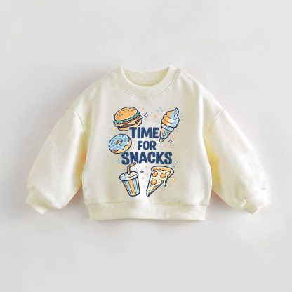 TIME FOR SNACKS Baby Toddler Food Cream Sweatshirt - Cream - 3-5T - image 1