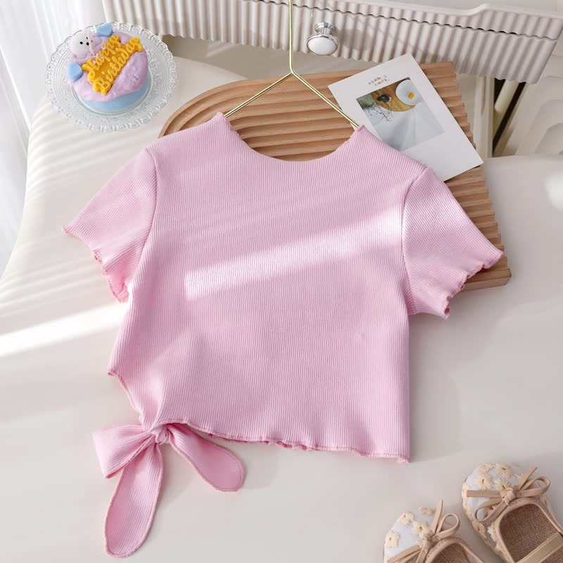 Toddler Baby Girl Pink&Beige Ribbed Top and Floral Shorts 2-piece Set - image 3