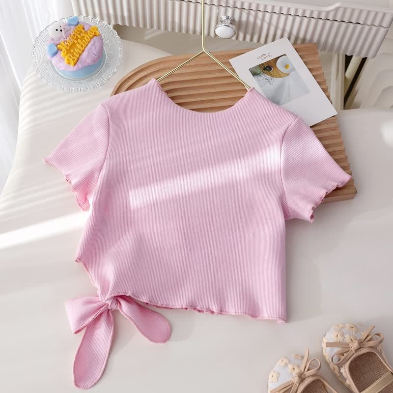 Toddler Baby Girl Pink&Beige Ribbed Top and Floral Shorts 2-piece Set - image 3