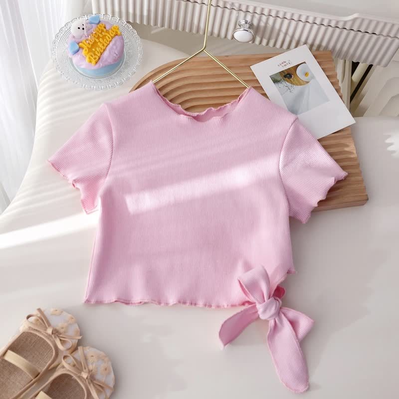Toddler Baby Girl Pink&Beige Ribbed Top and Floral Shorts 2-piece Set - image 2