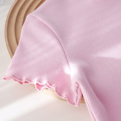 Toddler Baby Girl Pink&Beige Ribbed Top and Floral Shorts 2-piece Set - image 5