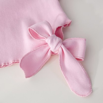 Toddler Baby Girl Pink&Beige Ribbed Top and Floral Shorts 2-piece Set - image 6