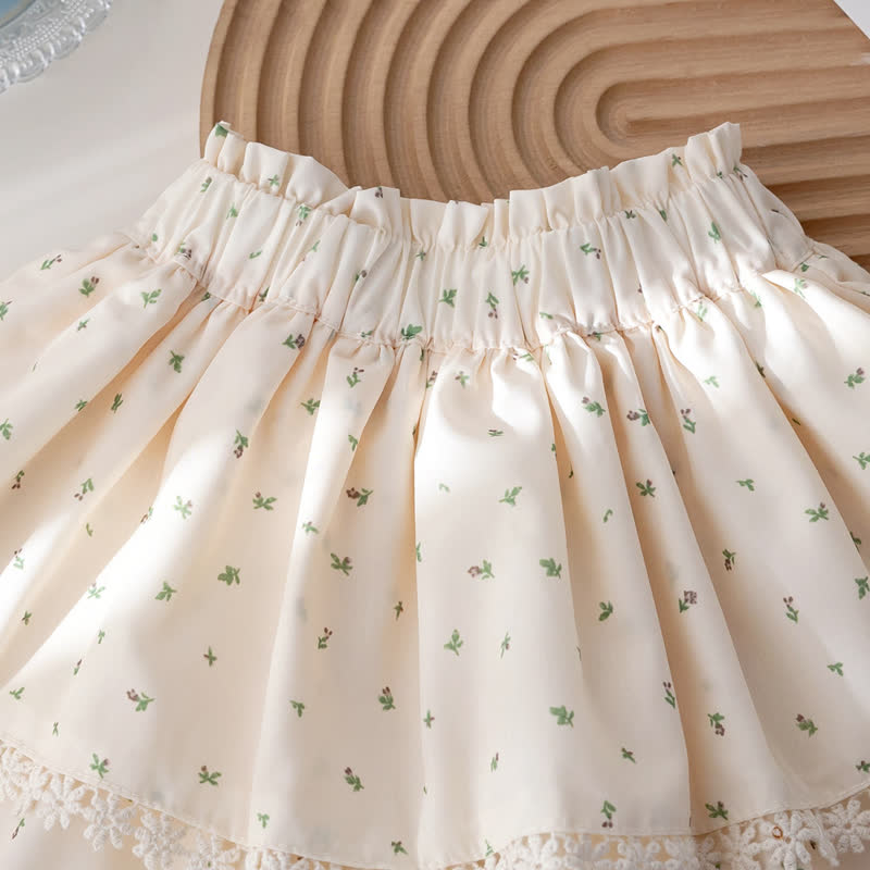 Toddler Baby Girl Pink&Beige Ribbed Top and Floral Shorts 2-piece Set - image 9