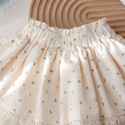 Toddler Baby Girl Pink&Beige Ribbed Top and Floral Shorts 2-piece Set - image 9