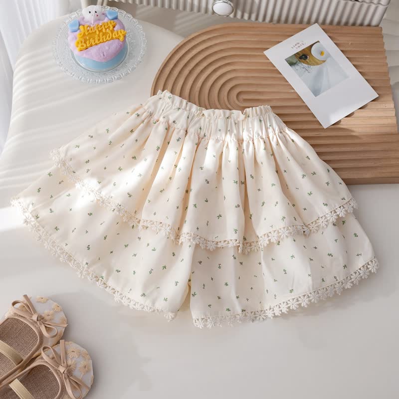 Toddler Baby Girl Pink&Beige Ribbed Top and Floral Shorts 2-piece Set - image 8