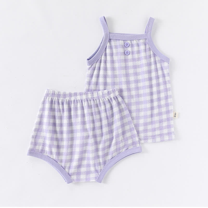 Baby Toddler Girl Gingham Cami Top and Shorts 2-piece Pyjama Set - Purple - 2-3T - image 4