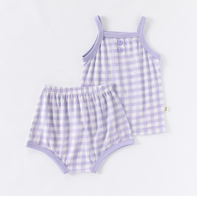 Baby Toddler Girl Gingham Cami Top and Shorts 2-piece Pyjama Set - Purple - 2-3T - image 4