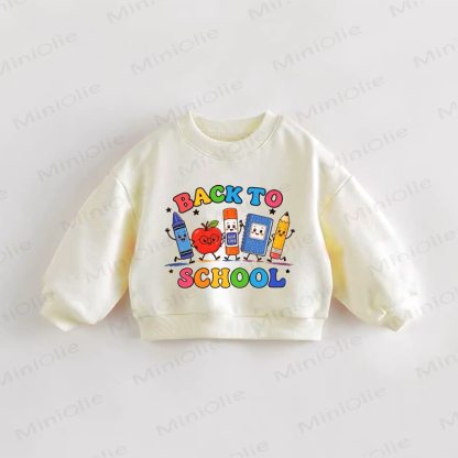 BACK TO SCHOOL Baby Toddler Cream Sweatshirt - Cream - 3-5T - image 1